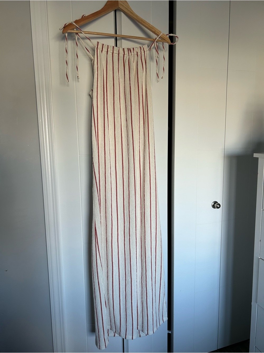 H&M Cream Maxi Dress with Red Stripes